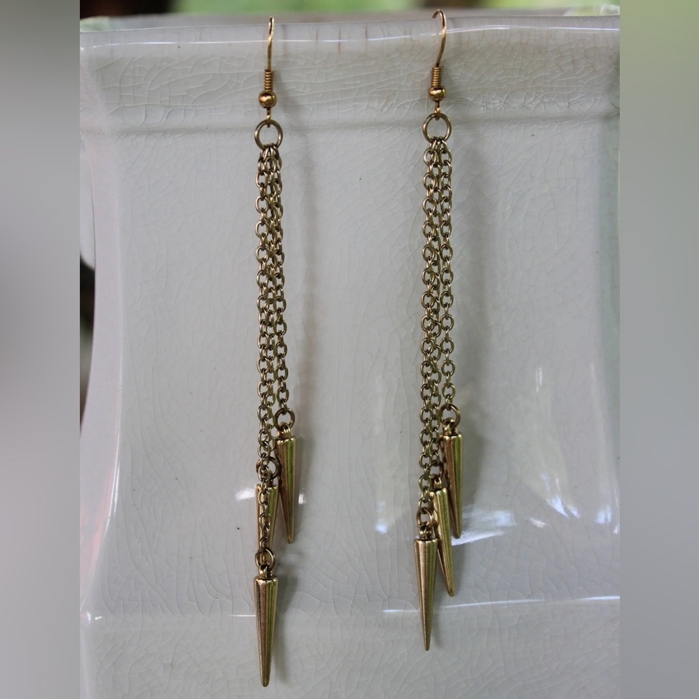 New Spike Dangle Earrings Long Earrings Spike Jewelry Chain Dangle Earrings
